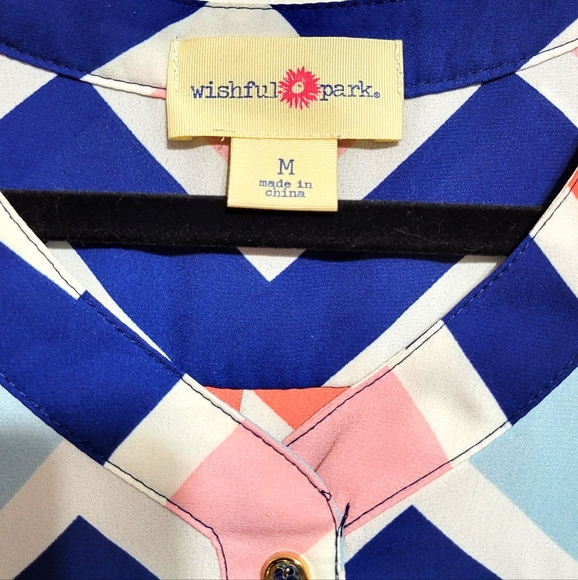 Wishful Park 3/4 Sleeve Blouse Top Shirt Colorful Chevron - Picture 5 of 5